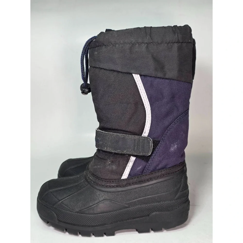 LL‎ Bean Northwoods Kids Winter Snow Boots Size 12 Navy Blue Black Boys Shoes